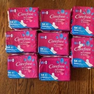 Lot 8 Carefree Acti-Fresh Body Shaped Pantiliners Unscented 54 ea pack 432 total